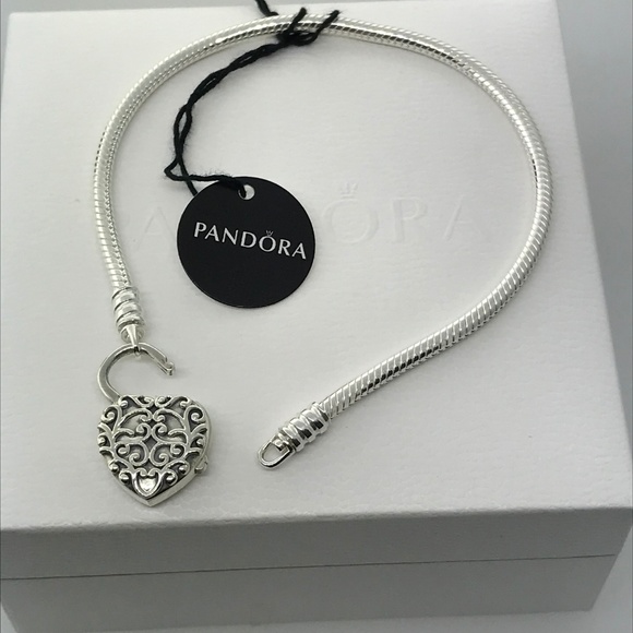 Pandora Moments Regal Heart Padlock Clasp Bracelet - Picture 3 of 4